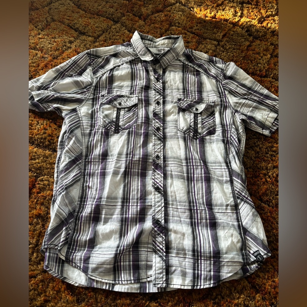 Pier Surplus Purple and White Casual Button Down Shirt